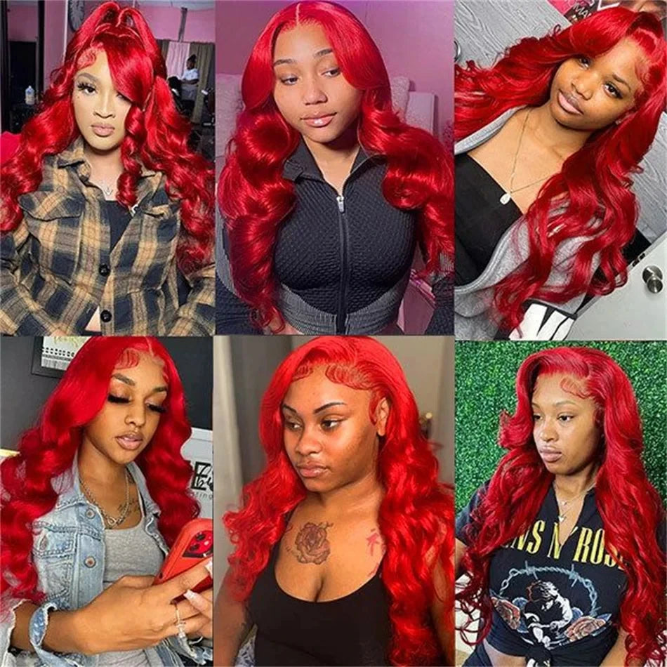 Hot Red Bone Brazilian Straight - Pre Plucked Lace Human Hair Wig