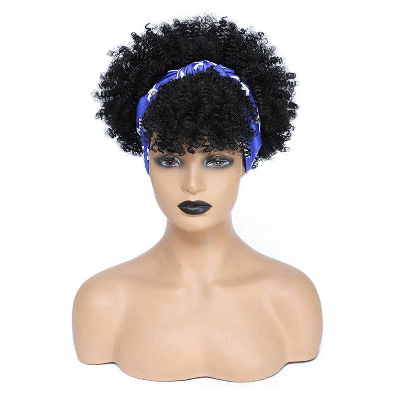 Synthetic Short Kinky Curly Headband Wigs - Various Colors Available