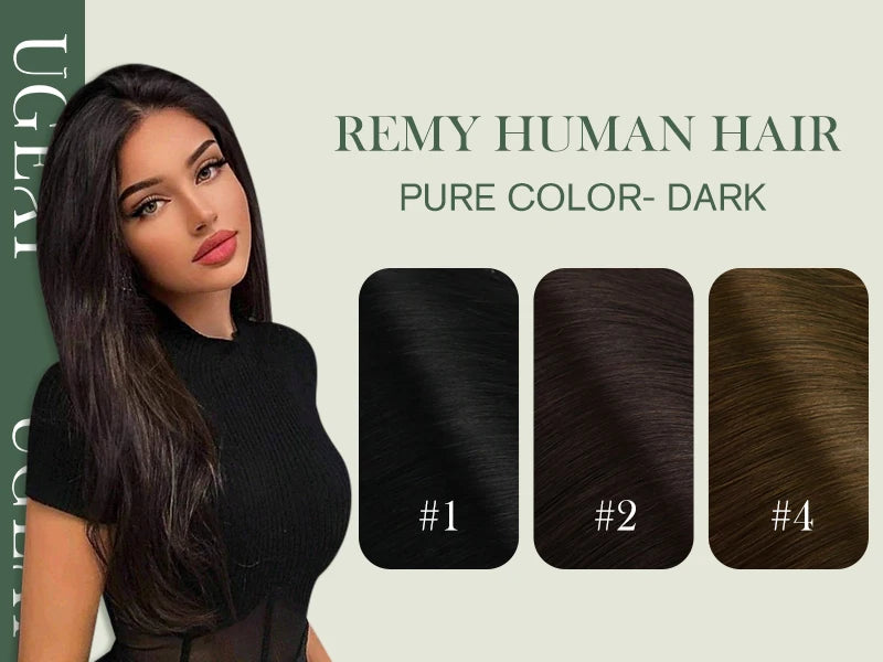 Jet Black Straight Human Hair Tape - In Extensions - Seamless Invisible