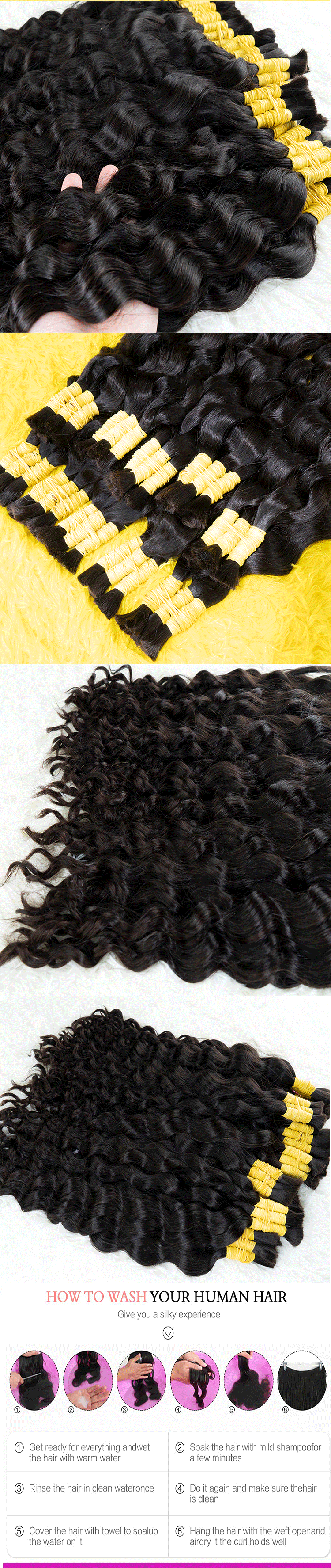 Loose Deep Wave Curly Indian Unprocessed No Weft Human Hair for Braiding