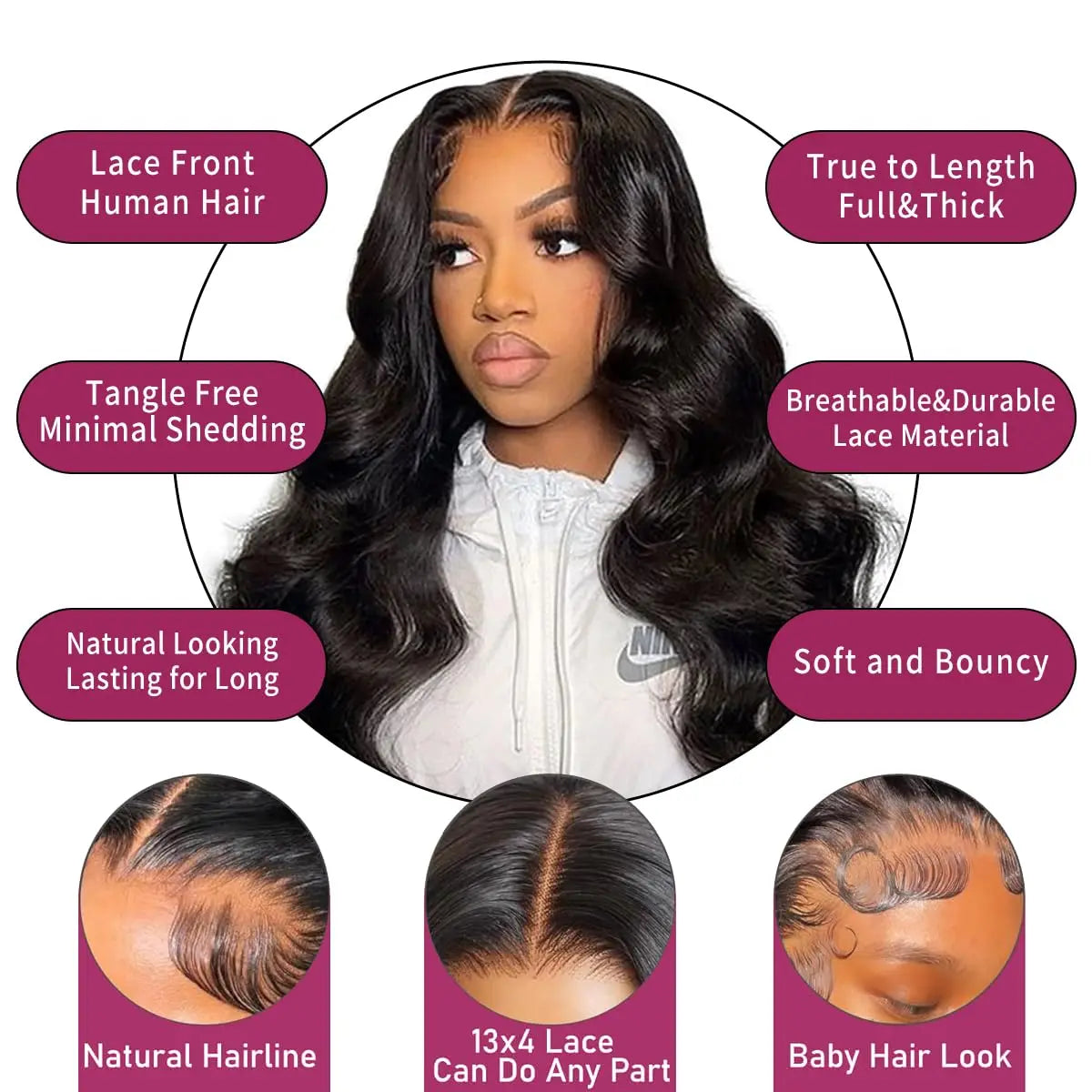 Body Wave Glueless Human Hair Pre Cut Lace Wig