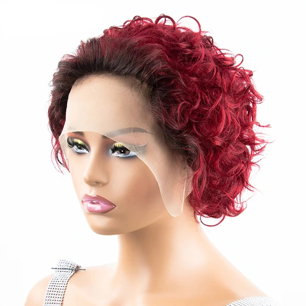 Pixie Cut Spring Curl - Lace Frontal Human Hair Wig - Various Colors Available