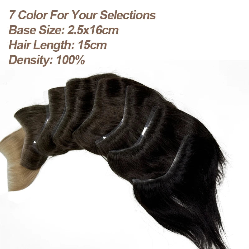 V Frontal Men Toupee Thin Skin PU 2.5x16 V Loop Human Hair Invisible Forehead Hairline