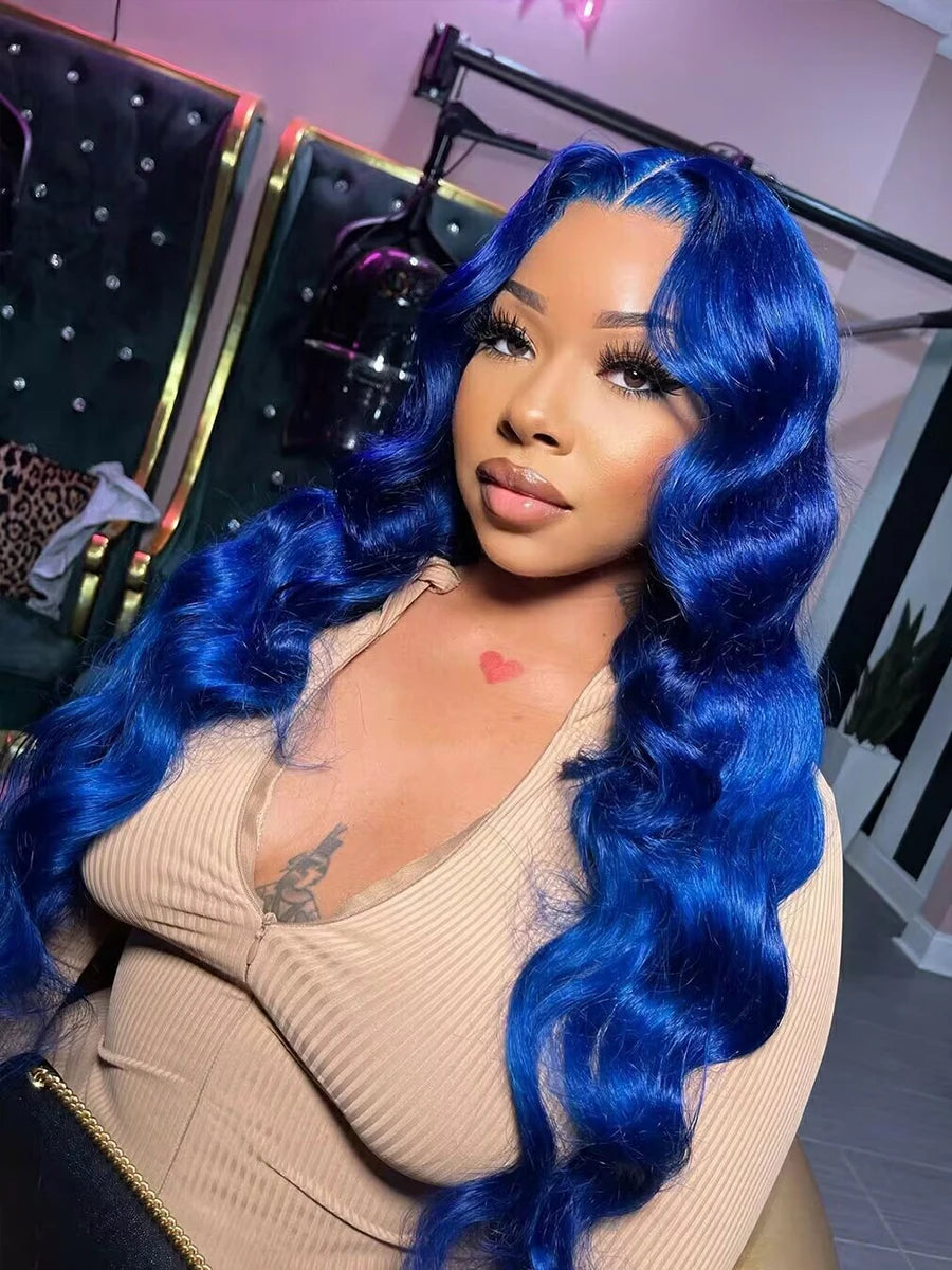 Blue Body Wave - Pre Plucked HD Transparent Lace Front Human Hair Wig