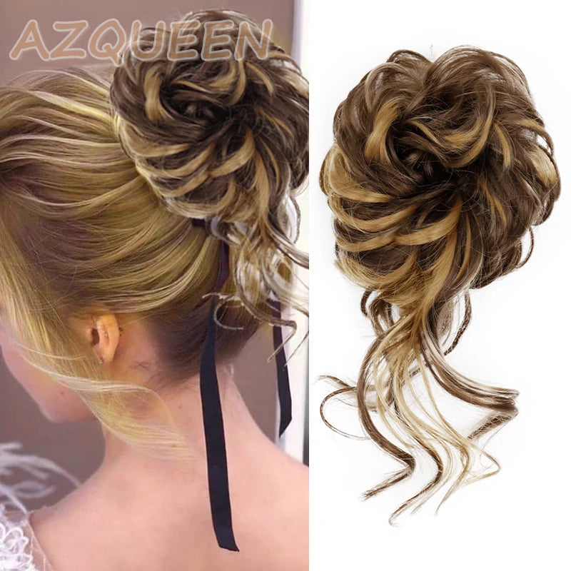 Synthetic Culrly Messy Ponytail Updo Bun with Elastic Band/Scrunchy