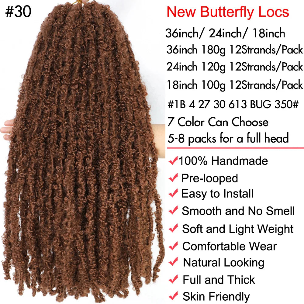 Butterfly Locs Synthetic Crochet Hair - Various Colors Available
