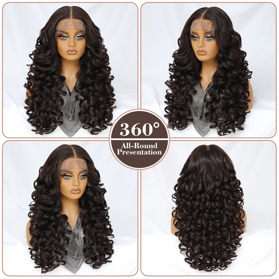 Curly Pre-Plucked Baby Hair Synthetic Lace Front Wigs - Various Colors Available