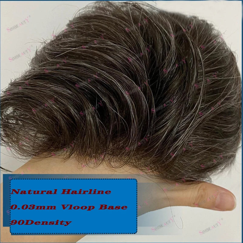 Thin 0.03mm Skin Natural Hairline Vlooped 100% Human Hair Replacement System (Toupee) Various Colors Available