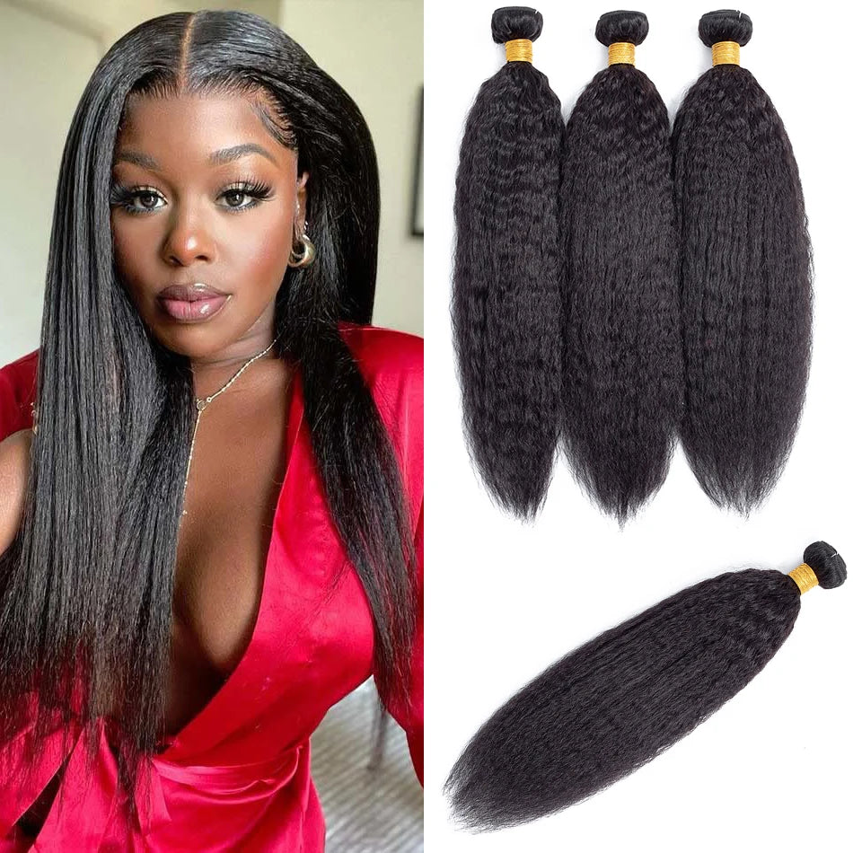 Brazilian Virgin Yaki Kinky Straight Ombre Human Hair Weave Bundles