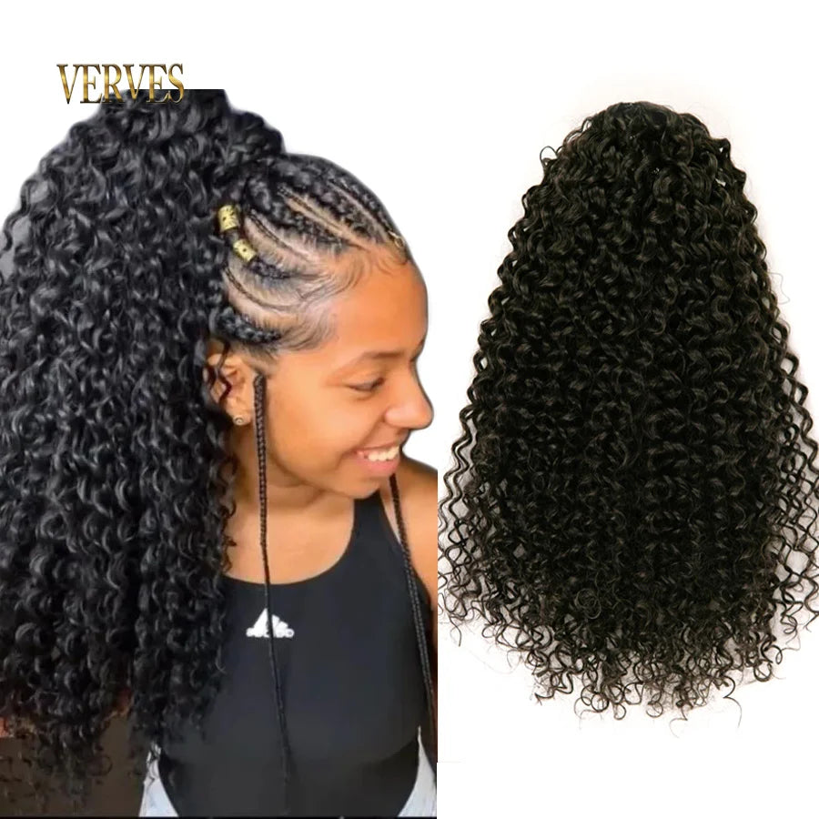 VERVES Synthetic 16Inch Drawstring Curly 16 Inch Ponytail