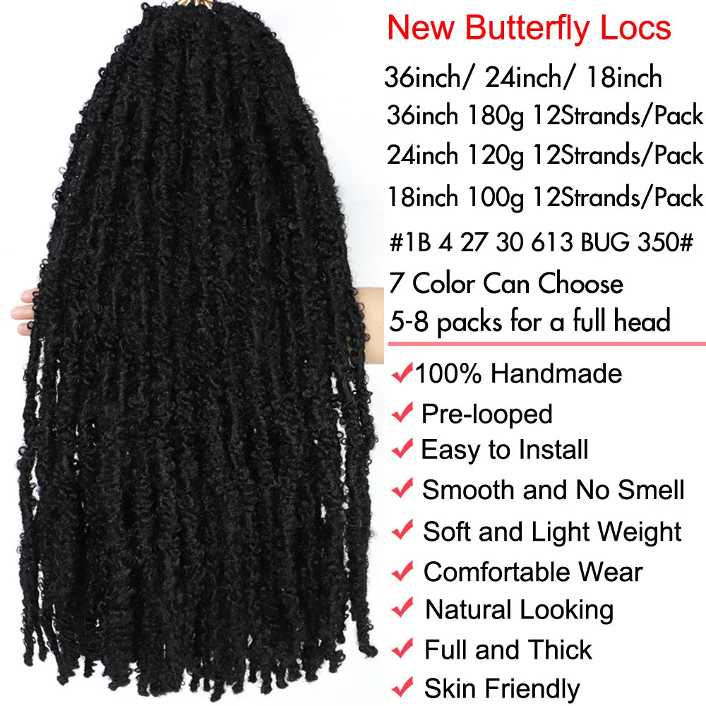 Butterfly Locs Synthetic Crochet Hair - Various Colors Available