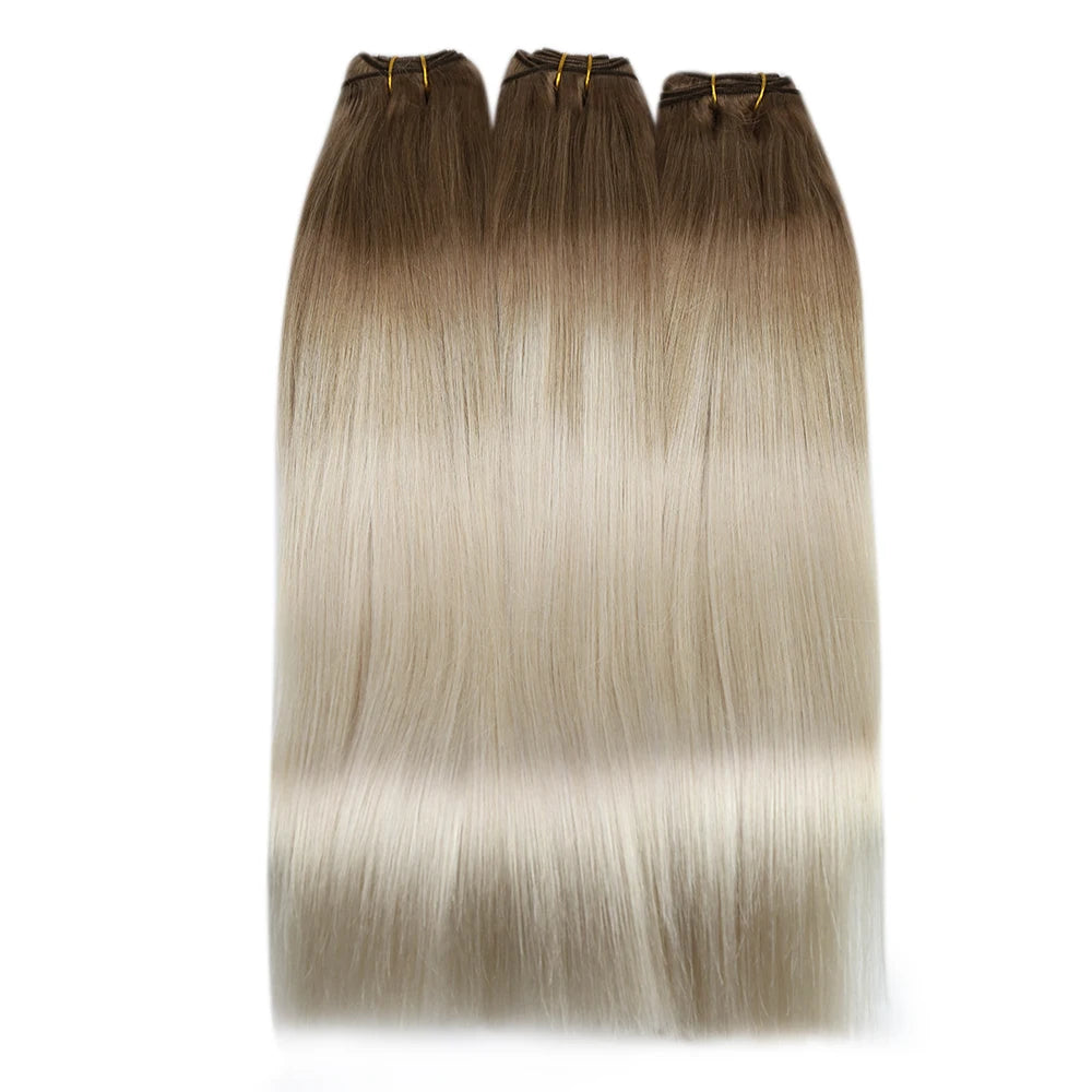 Straight Human Hair Bundles Weave Balayage Hair Pieces