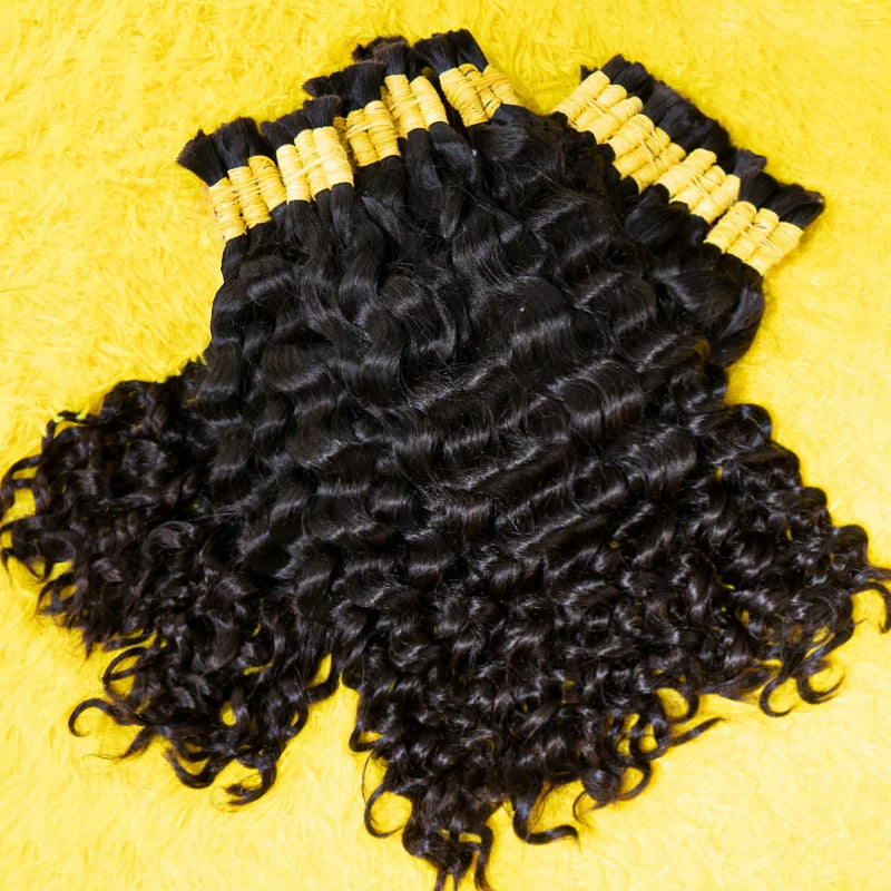 Loose Deep Wave Curly Indian Unprocessed No Weft Human Hair for Braiding