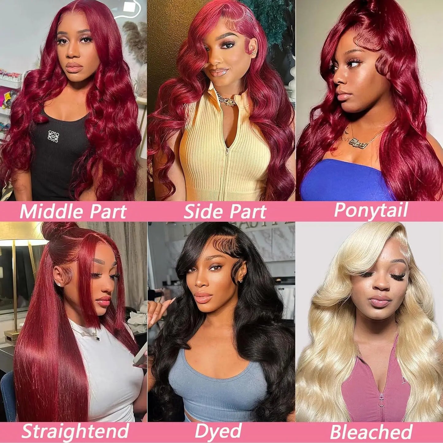 Burgundy Body Wave - HD Transparent Lace Front Human Hair Wig