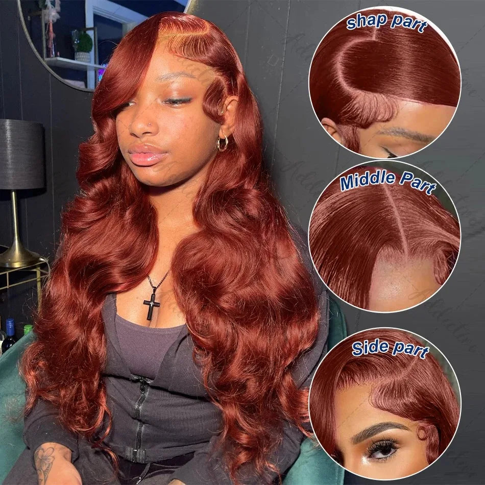 Reddish Brown Body Wave - Pre Plucked HD Lace Frontal Human Hair Wig