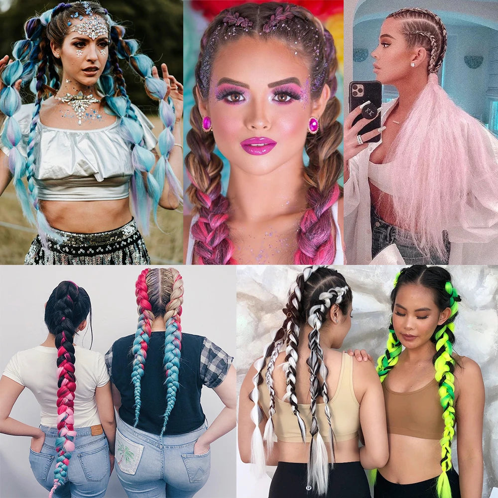 24" Synthetic Yaki Jumbo Braiding Hair - Various Colors Available