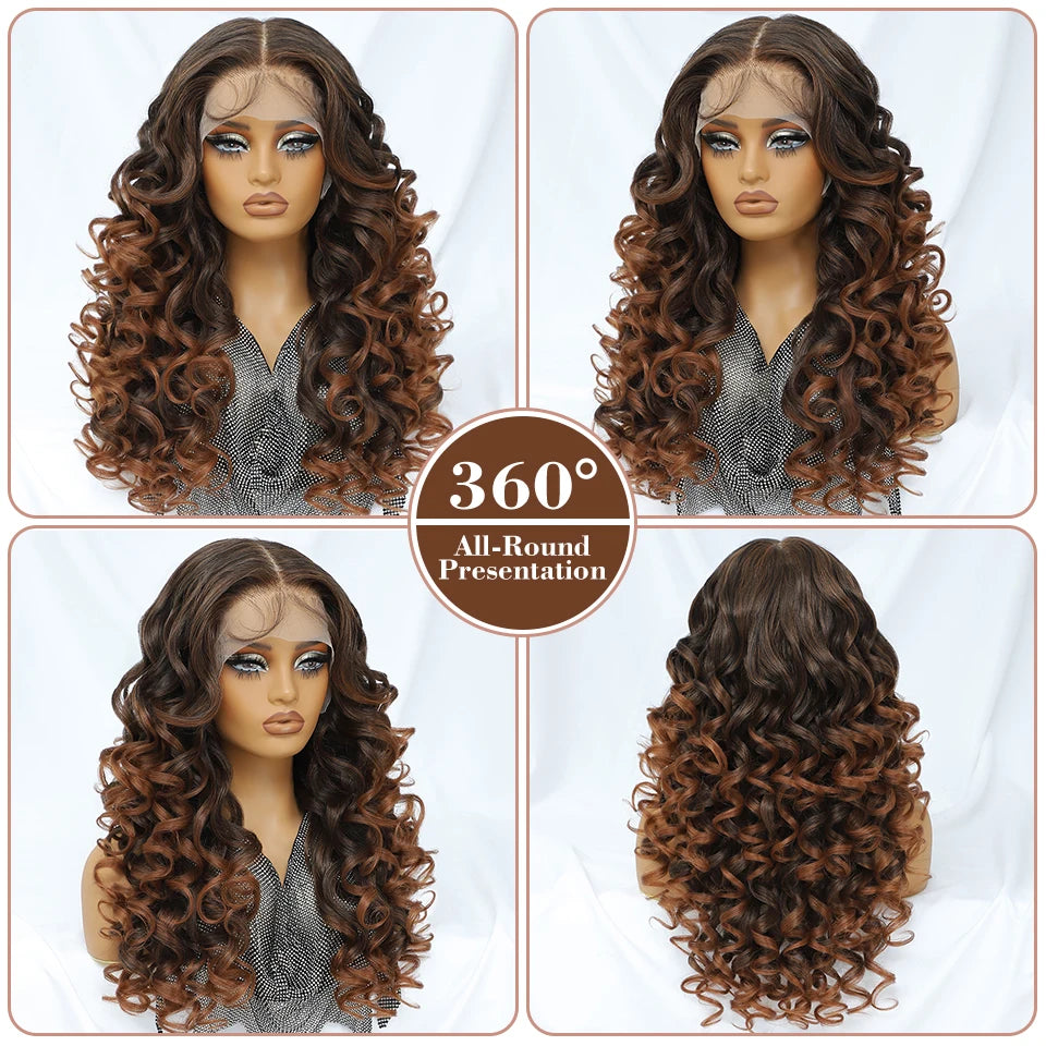 Curly Pre-Plucked Baby Hair Synthetic Lace Front Wigs - Various Colors Available