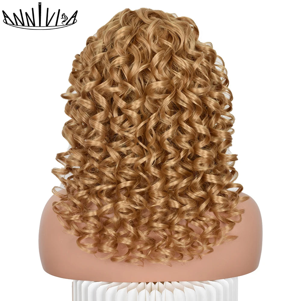 Synthetic Curly Wig With Bangs - Various Colors Available