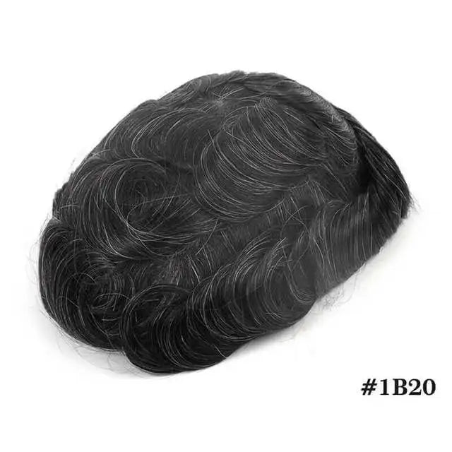 Straight or Wave Mono PU Men's 6inch Natural Human Hair Prosthesis Toupee/Hair Systems - Various Options Available
