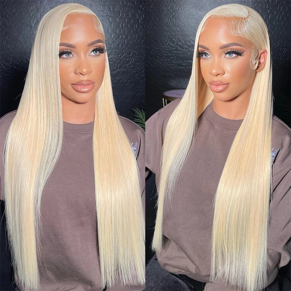 Silver Grey Brazilian Bone Straight or Body Wave - Pre Plucked Lace Front Human Hair Wig