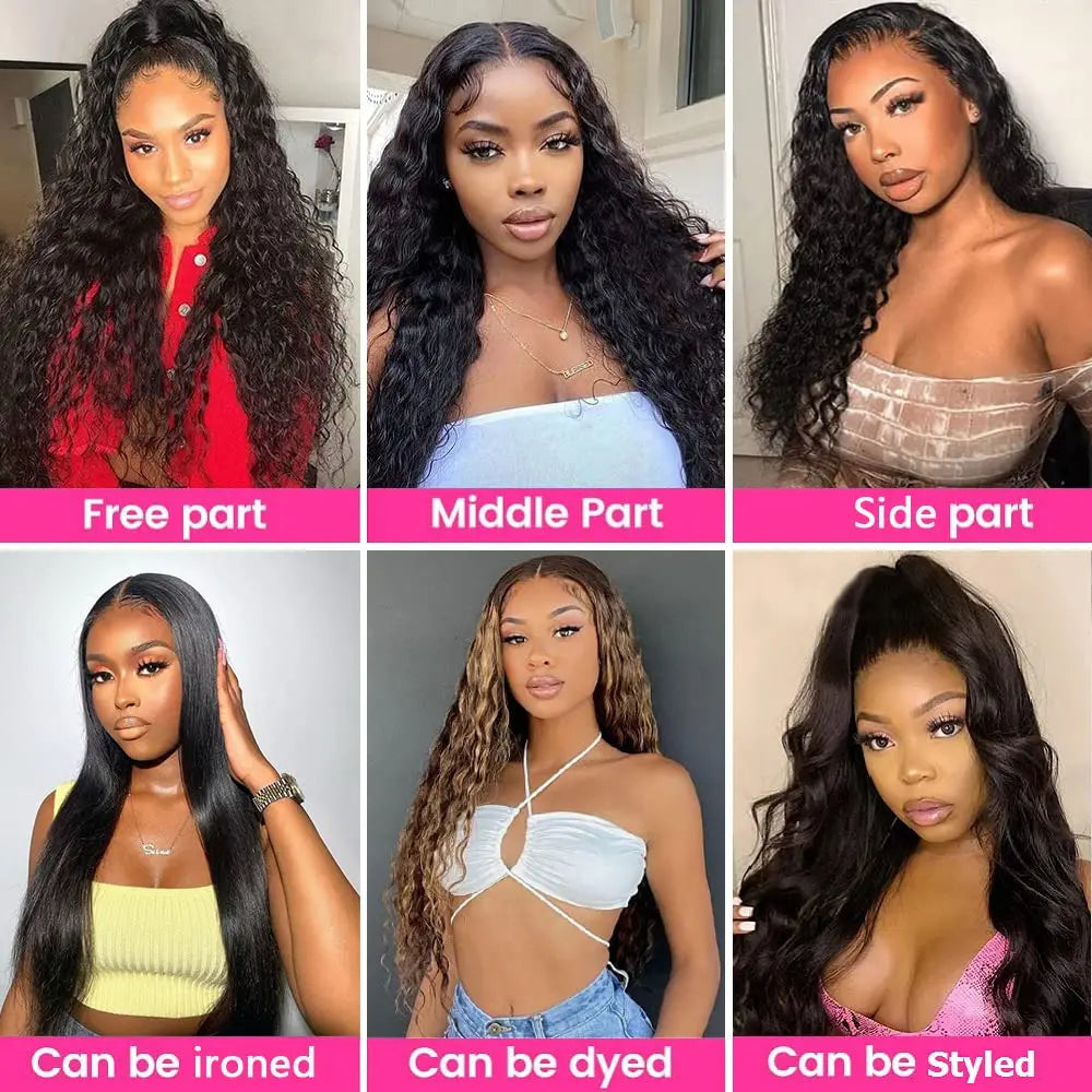 Deep Wave/Wet & Wavy Bundles With 13X4 Lace Frontal  - 100% Human Hair
