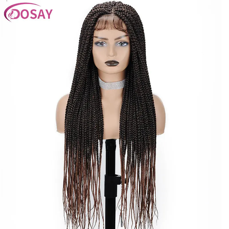 36" Synthetic Lace Front Knotless Box Braided Synthetic Wigs