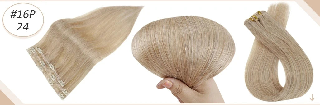Full Shine Straight Human Hair 3pc Clip in Hair Extensions  - Various Colors Available