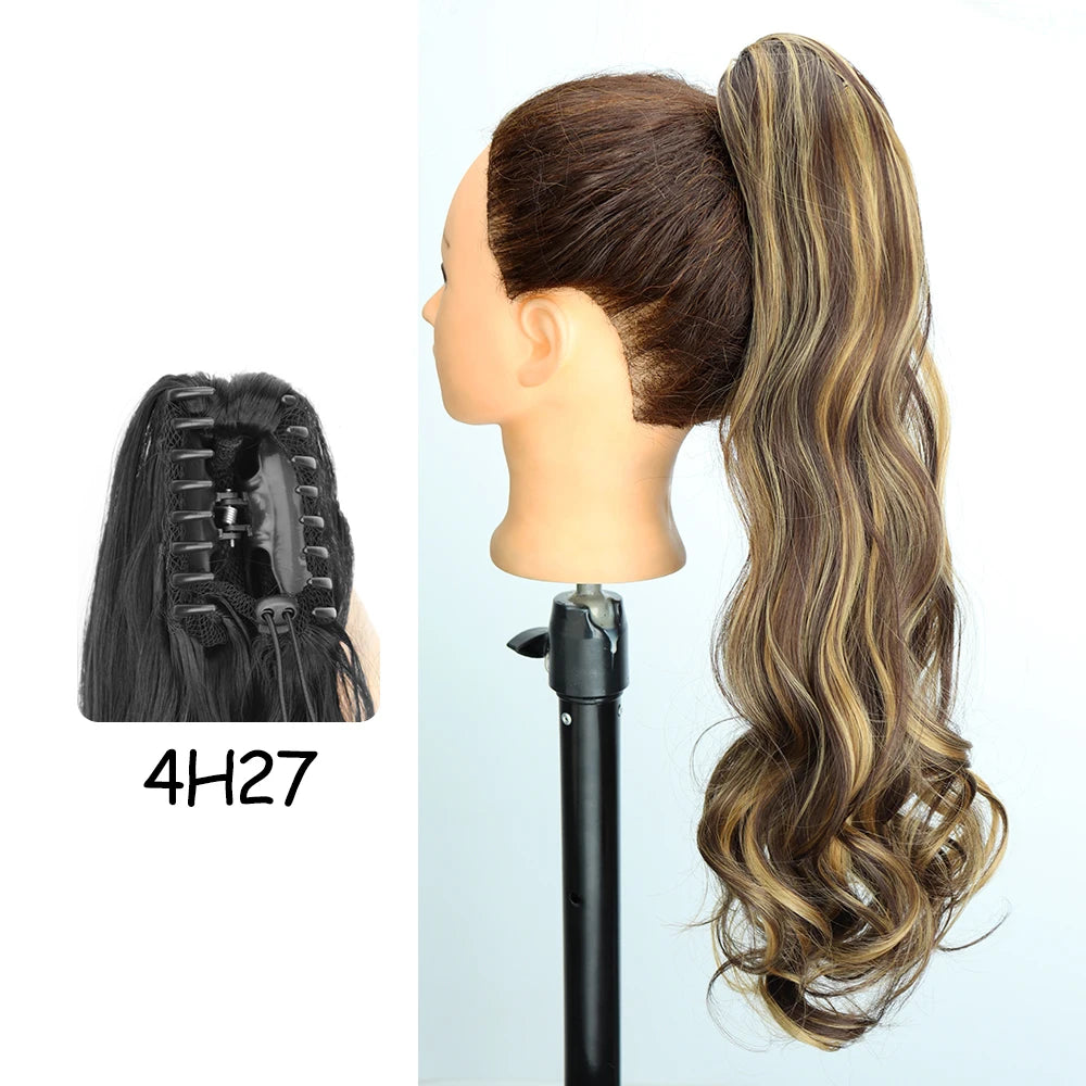 Synthetic 24" Long Wavy Claw Clip On Ponytail