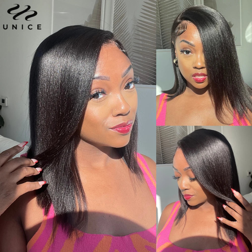 Yaki Straight Bob - Pre Bleached, Pre Cut  7x5 13x4 Lace Front Human Hair Glueless Wig