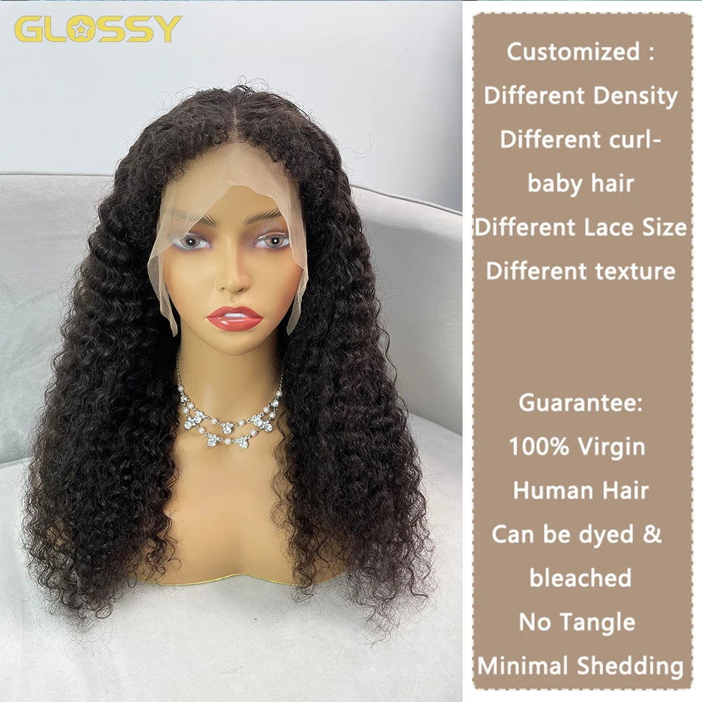 Kinky Deep Wave Curly HD Frontal 4C Edges Human Hair Wig