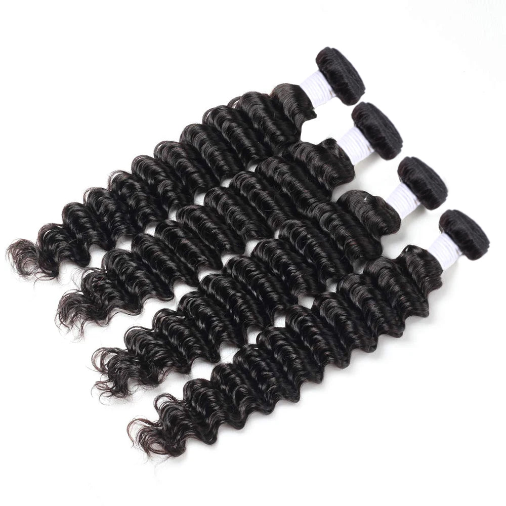 10-40 Inch Brazilian Deep Wave 100% Remy Human Hair Bundles - Natural Color