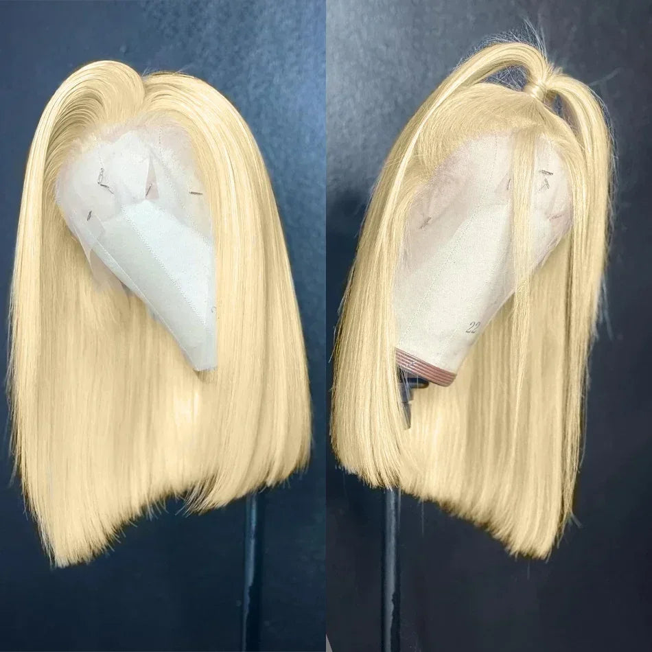 Blonde 613 Short Straight Bob Lace Front Human Hair Wig