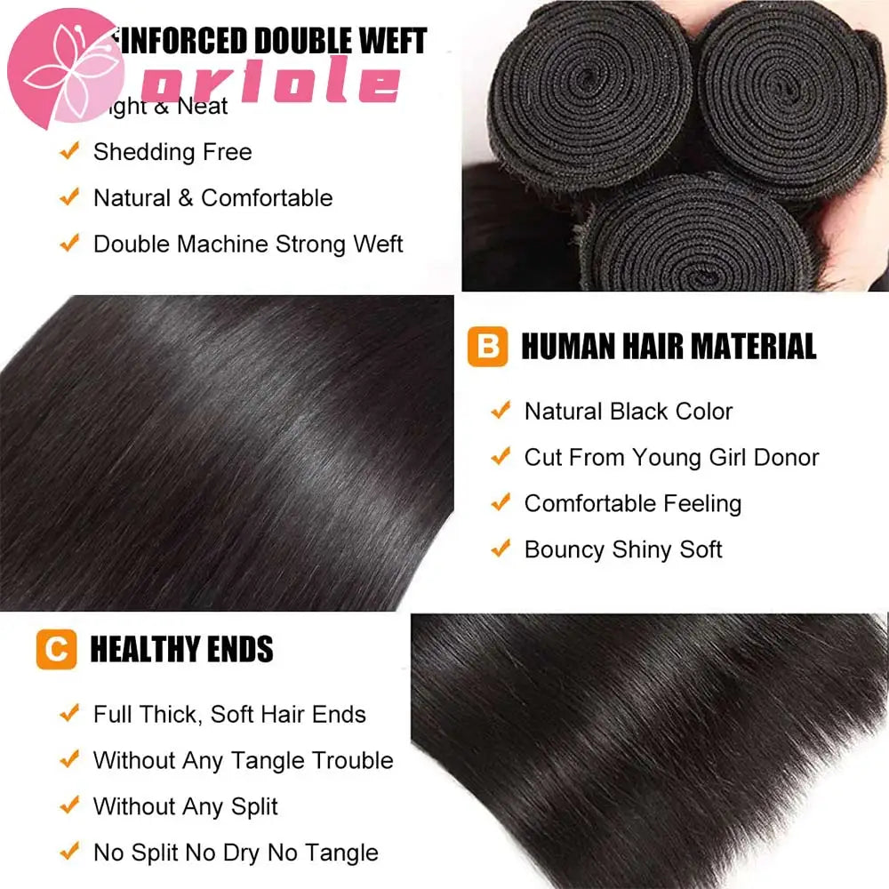 Peruvian Straight Human Hair Bundles - Natural Color