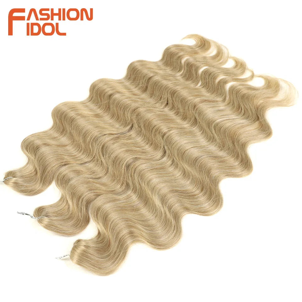 Ombre Body Wave Crochet Hair 24 Inch Long Synthetic Hair - Various Colors Available