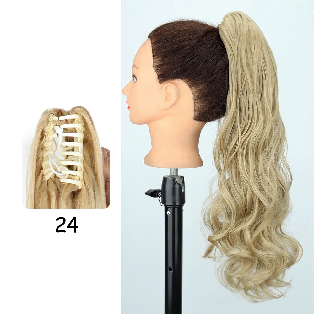 Synthetic 24" Long Wavy Claw Clip On Ponytail