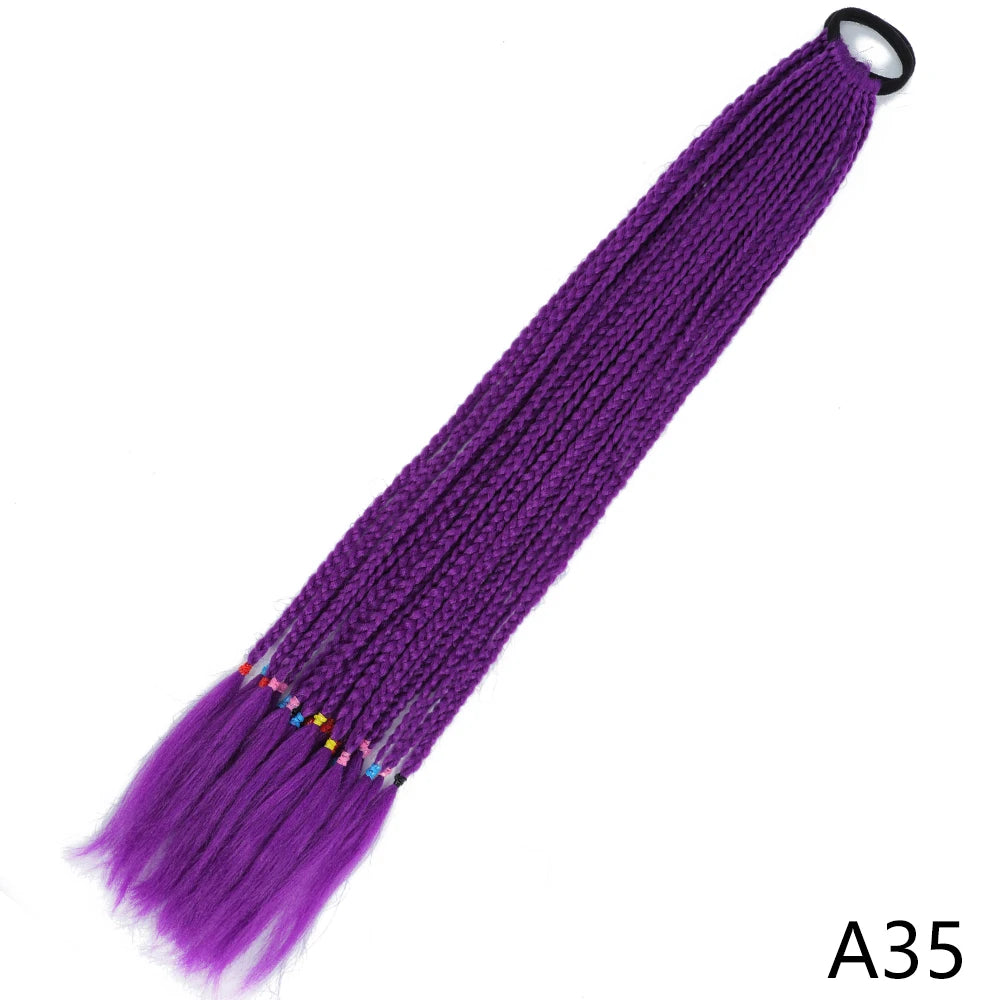 Synthetic Gradient Color Braided Ponytails With Elastic Band