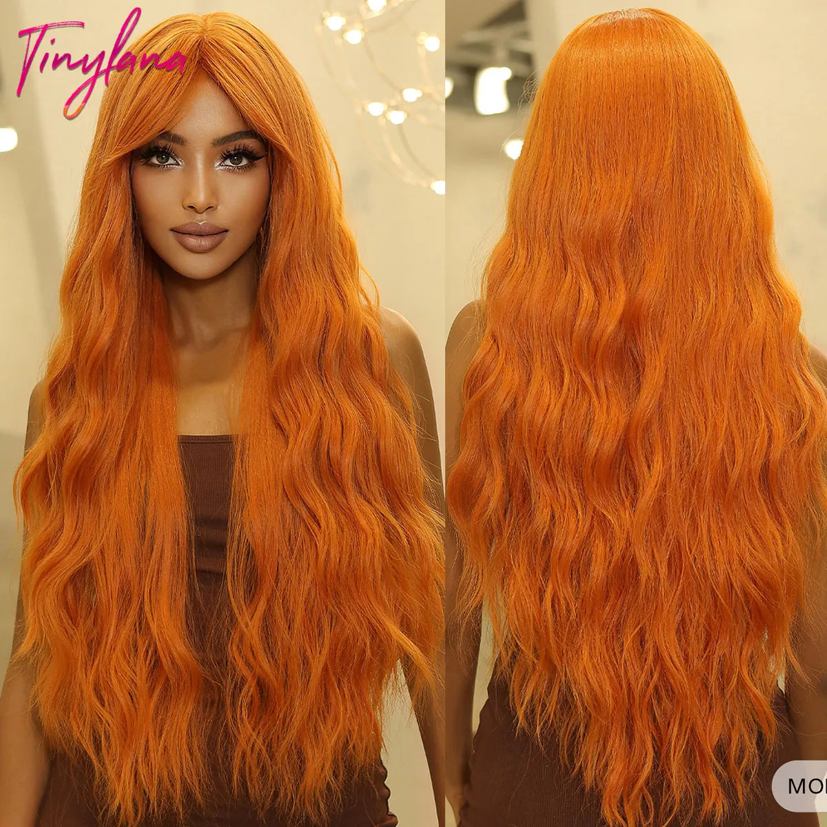 Long Curly Wavy Synthetic Wigs with Bangs