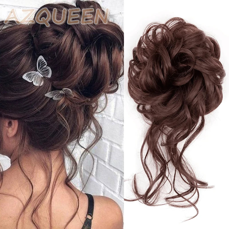 Synthetic Culrly Messy Ponytail Updo Bun with Elastic Band/Scrunchy