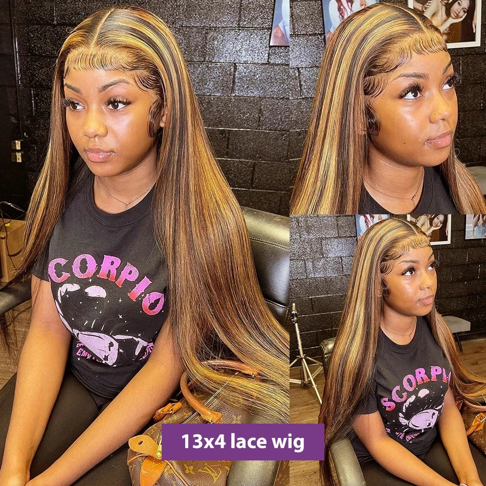 Ombre Highlight Bone Straight - HD Lace Front Human Hair Wig