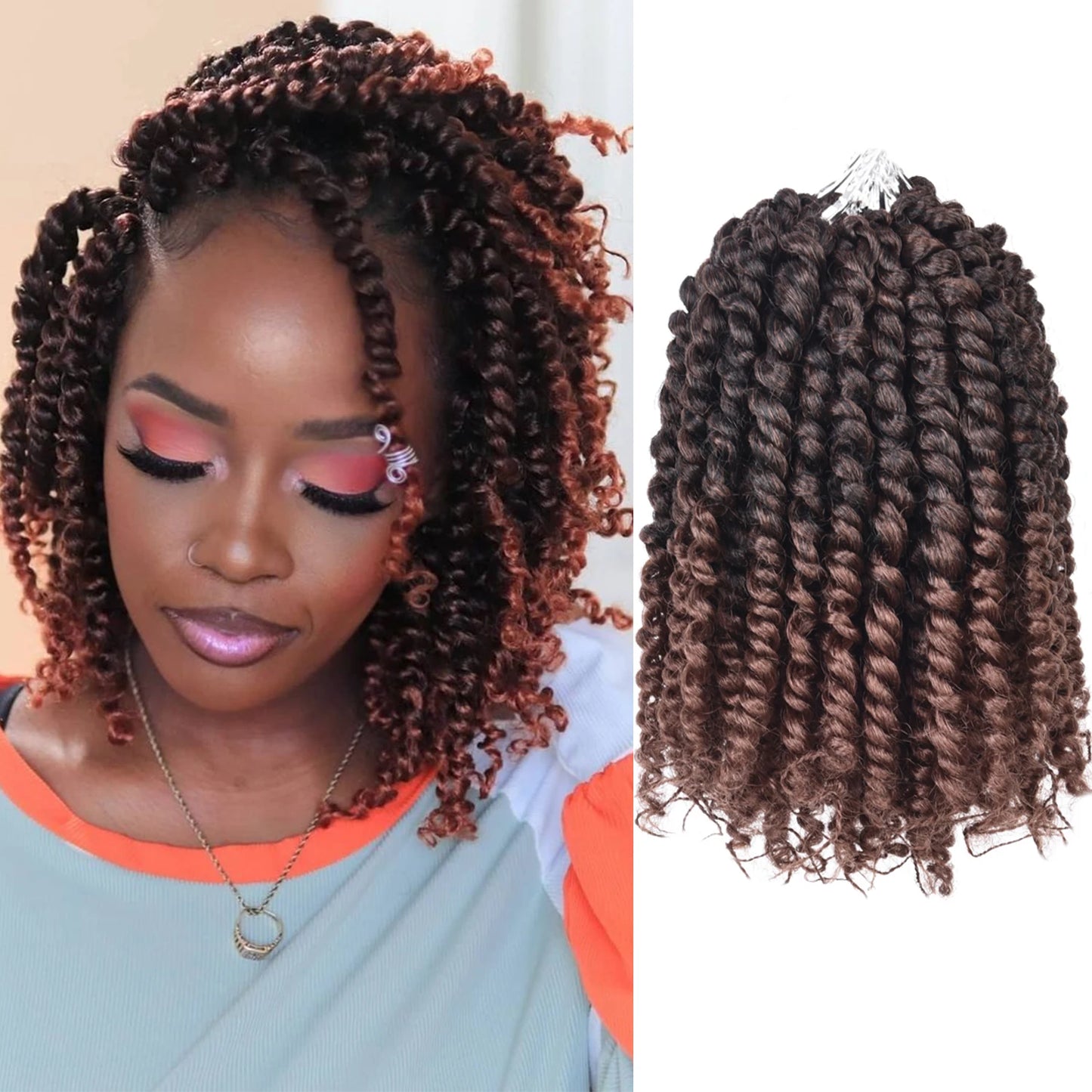 Pre-twisted Passion Twist Synthetic Crochet Hair - 8" Pre-looped