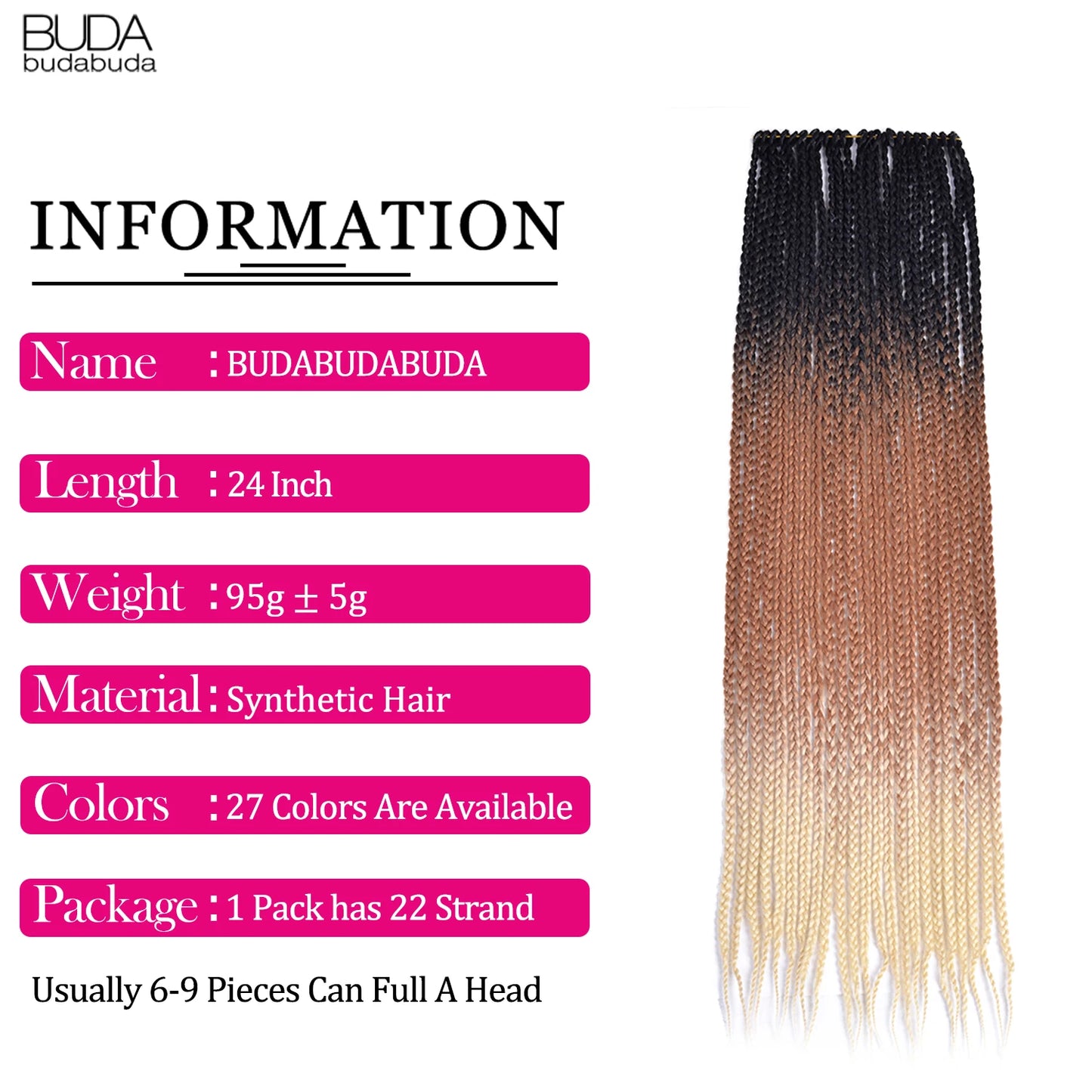 Synthetic Long Pre-Looped Box Braids Crochet Hair