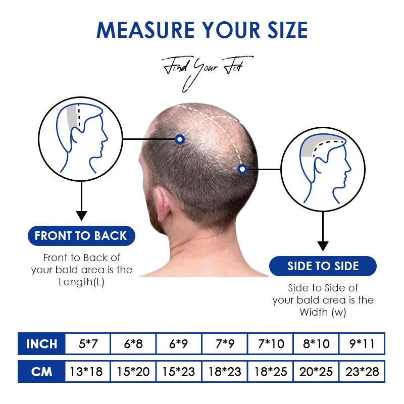 Human Hair Prosthesis Toupee/Hair Replacement Systems Large Sizes (8X11 & 9X11) 130% Density 6" - Various Options Available