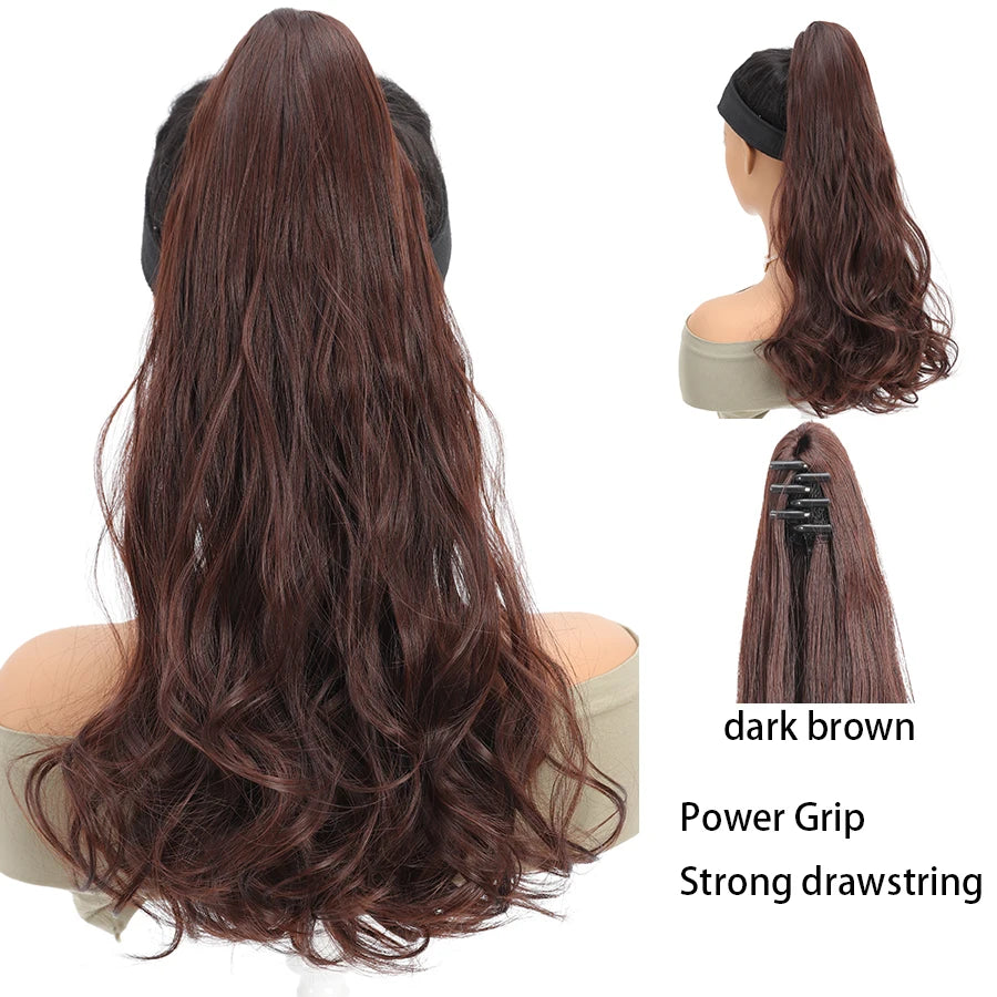 Synthetic Claw Clip In Short Curly Ponytails