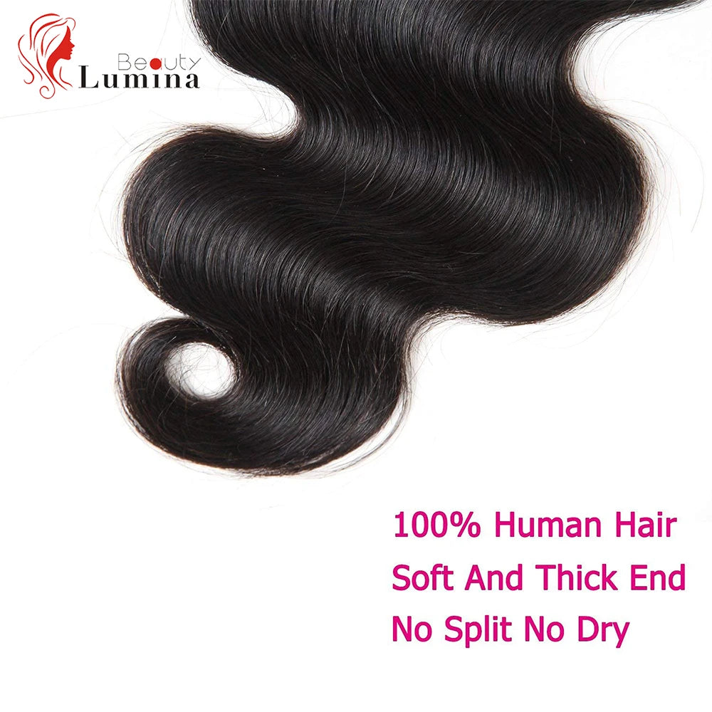 Body Wave Brazilian Remy Pre Plucked 100% Human Hair Lace Frontal or Closures