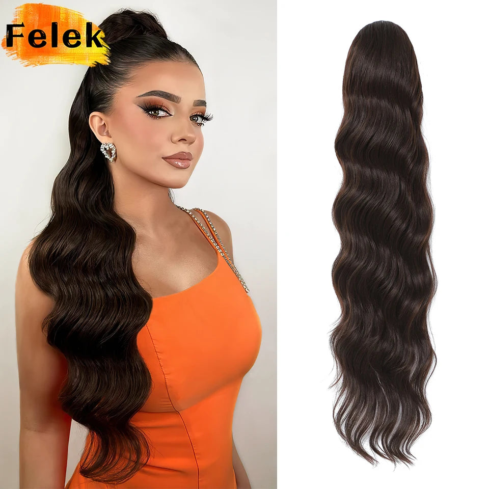 28 Inch Body Wave Drawstring Synthetic Ponytail