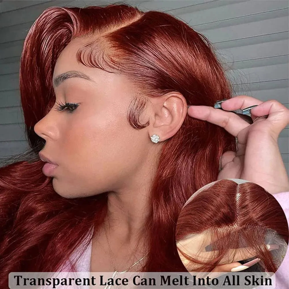 Reddish Brown Body Wave - Pre Plucked HD Lace Frontal Human Hair Wig