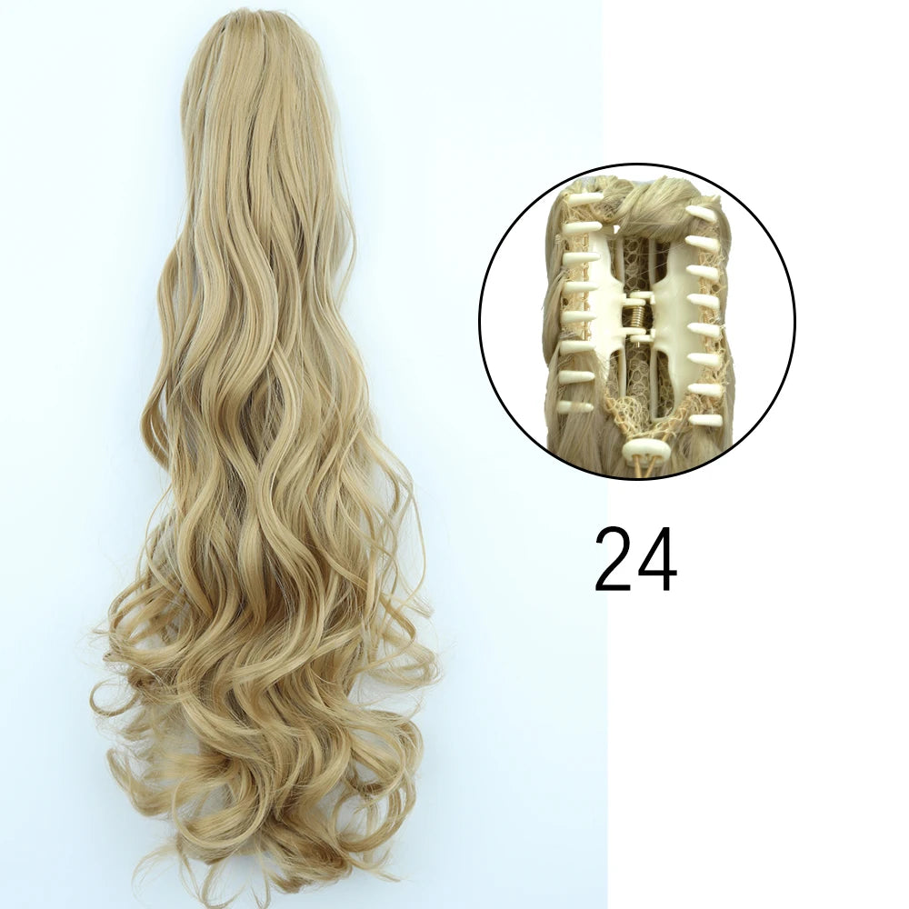 Synthetic Long Straight Claw Clip On 24Inch Ponytail