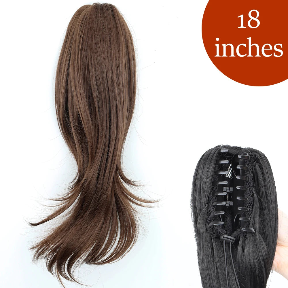 Synthetic Long Straight Claw Clip On 24Inch Ponytail