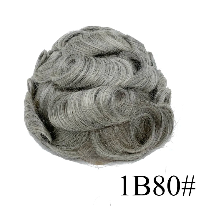 0.08mm Thickness PU Poly Base Double Knotted Toupee Human Hair - Capillary Prothesis