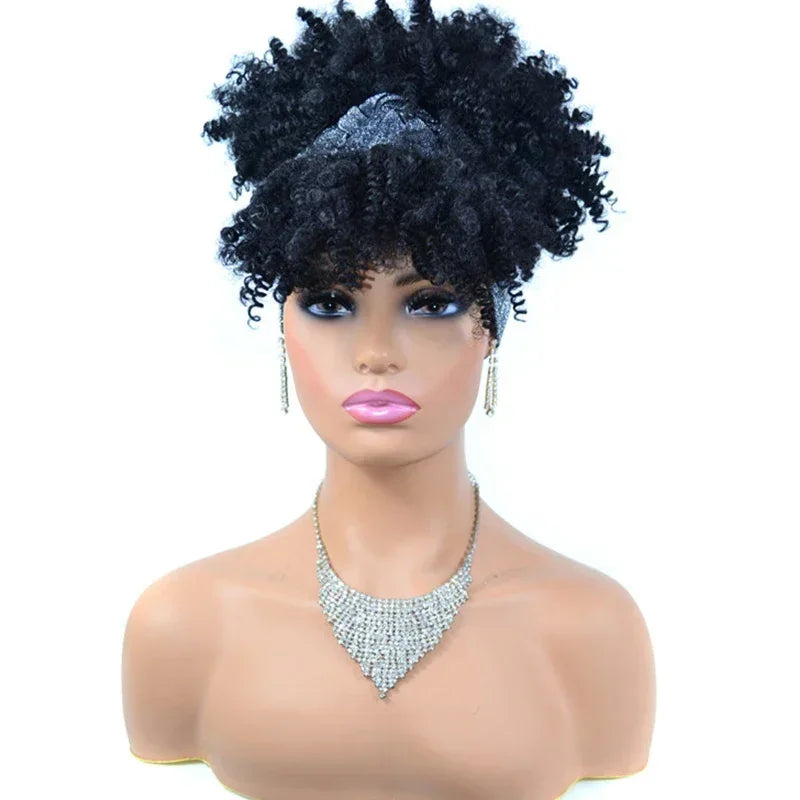Synthetic Short Kinky Curly Headband Wigs - Various Colors Available